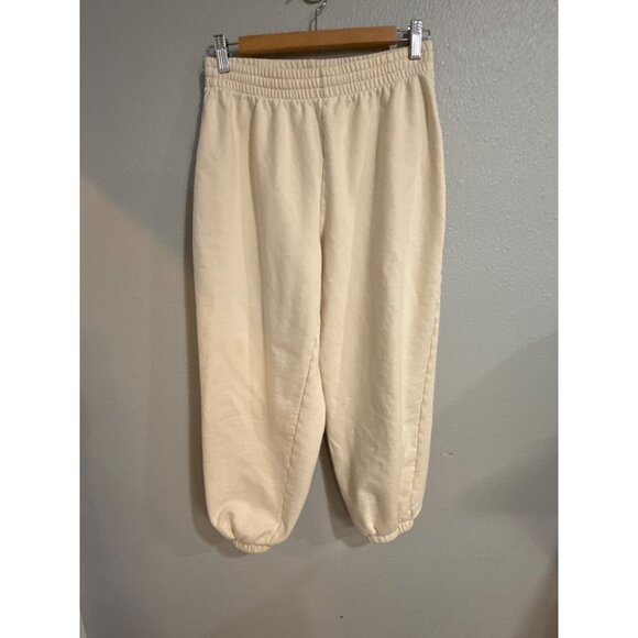 Reformation Women's Elastic Waist Cream Sweatpants Jogger Size Med - Picture 1 of 6